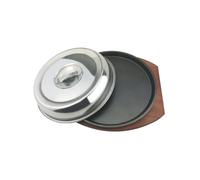 HIAKDOFT Piastra Teppanyaki in Legno con Coperchio Teglia da Barbecue e Antiaderente per Fornello per Bistecche e Cottura in Famiglia