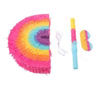 HIAKDOFT Pinata Arcobaleno Messicano con Benda e Mazza per Giochi Grande Capacità Riempibile Decorazione Compleanno Colorata Sicura con Anello Resistente per Feste Tematiche e Carnevale
