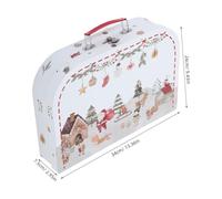 HIAKDOFT Scatola Decorativa Valigetta Bianca Resistente per Festa Natale e Compleanno Confezione Portatile con Design