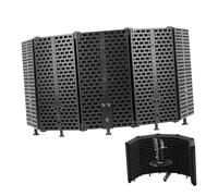 HIAKDOFT Schermo Isolante Microfono Pieghevole per Studio Protezione Acustica Regolabile con Schiuma Assorbente Montabile su Supporto o Scrivania Portatile e Resistente per Registrazione e