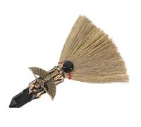 HIAKDOFT Scopa Fatta a Mano in Cristallo di Ossidiana Nera Naturale Piccola Scopa Portatile a Manico Corto per Scrivania e Pulizia Delicata Spazzola Morbida per Interni e Decorazione