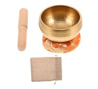 HIAKDOFT Set Campana Tibetana Nepalesi Mini in Rame Martellato a Mano, Accessori Per Yoga e Meditazione Tappetino, Mazzuolo e Custodia, Portatile Per Rilassamento e Consapevolezza