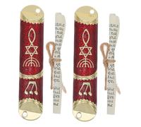 HIAKDOFT Set di 2 Mezuzah in Metallo Rotolo Kosher, Decorazione Ebraica per Porta, Elemento D'arredo per Benedizione e Protezione della Casa, per Casa Ebraica