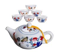 HIAKDOFT Tè in Vintage con Teiera Portatile e Tazze Resistente e Facile da per Infusi Tè Sfuso e Regalo Raffinato