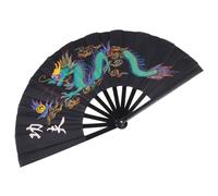 HIAKDOFT Ventaglio Cinese Portatile in Plastica Nero per Arti Marziali Kung Fu e Tai Chi, Ventaglio Danzante Professionale per Spettacoli e Praticanti di Fitness Tradizionale