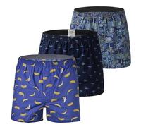 Hialegion Americani Boxer Vecchio Stile Boxer Uomo Pigiama Pantaloncini Cotone Larghi Biancheria Intimo Banana Boxershort per Gli Uomini 3 Pacco XL