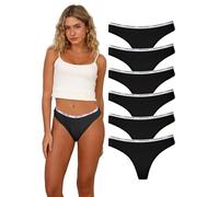 Hialegion Cotton Thongs for Women Low Rise Workout Underwear Floral Stretchy Sport Black Underwear Women Thong Panties Pack S