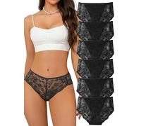 Hialegion Slip Donna Pizzo Intimo Sexy Confortevole Donna Mutande Donna Vita Alta Trasparenti Copertura Completa Taglie Fotri Nero 6 Pacco 3XL