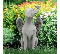 HIAME Statua commemorativa per cani e gatti, animale domestico che dorme mai abbandonato con ali d'angelo (cane d'angelo)