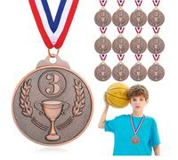 Hianjoo 12 Pezzi Medaglie Premiazioni Metallo Medaglie per Bambini Oro/Argento/Bronzo, in Lega di Zinco per Concorsi Sportivi Calcio Pallacanestro Tennis Festa Regalo Ortografia Api Medaglia Bambini