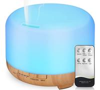 Hianjoo Diffusore di Oli Essenziali 450 ml, Umidificatore Ultrasuoni Diffusore con 7LED Colori per Spa,Camera da Letto-Regali di Grande Scelta per Natale e Capodanno(Marrone Chiaro)