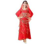 Hibasing Costume Danza del Ventre Set Egitto Costume Danza del Ventre Abbigliamento Indiano Donne Bollywood Abito Danza del Ventre 4 Pezzi