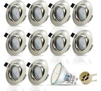 HiBay 10x Faretti LED da Incasso per Cartongesso Orientabile GU10 Bianco Calda 5W 450LM Diametro Foro 68-80mm 220V Faretti da Incasso Soffitto Acciaio Inox con Lampadine GU10 per Cucina Interno