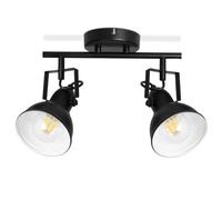 HiBay Lampada Faretti da Soffitto LED E27 Orientabili 2 Luci,Plafoniera Faretti da Soffitto Faretto da Parete in Bianco e Nero VintageMuro per Soggiorno Cucina Cameretta(Senza Lampadina)