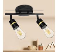 HiBay Lampada Faretti da Soffitto LED Orientabili,Nero Plafoniera Letto 2 Luci E27,per Faretti da Parete Orientabili per Soggiorno Camera da Letto Corridoio(non Incluse Lampadina)