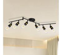 HiBay Lampada Faretti da Soffitto LED Orientabili, Nero Plafoniera Letto 6 Luci E27 non Incluse,per Faretti da Parete Orientabili per Soggiorno Camera da Letto Corridoio(non Incluse Lampadina)
