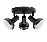 HiBay Plafoniera Led Soffitto 3 Luci Nero Orientabili E14 Faretti Led Soffitto Vintage Industriale per Soggiorno Camera da Letto Cucina(Senza Lampadina)