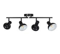 HiBay Plafoniera Led Soffitto 4 Luci Nero Orientabili E14 Faretti Led Soffitto Vintage Industriale per Soggiorno Camera da Letto Cucina(Senza Lampadina)