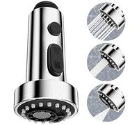 Hibbent 3 Funzioni Rubinetto Doccetta Estraibile Ricambi,Testina di Ricambio per Lavello Cucina Universale G1/2, Rubinetto Cucina Multifunzione a 360°Girevole,Doccetta Cucina Filetattura Maschio,Cromo