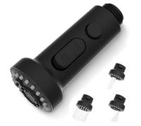 Hibbent 3 Funzioni Rubinetto Doccetta Estraibile Ricambi,Testina di Ricambio per Lavello Cucina Universale G1/2, Rubinetto Cucina Multifunzione a 360°Girevole,Doccetta Cucina Filetattura Maschio, Nero