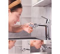 Hibbent Aeratore Modalità SPA, Aeratore Rubinetto Girevole a 720 Gradi, Aeratore Universale a 2 Tipi di Funzione, Gargarismi, Spa al Viso e Lavare gli Occhi, Filettatura Maschio 24mm (M24), Cromo