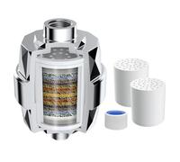 Hibbent Filtro doccia per acqua dura, filtro per soffione doccia ad alto rendimento per rimuovere cloro e fluoro, filtro doccia a 20 stadi, filtro dell'acqua per doccia con 2 cartucce filtranti