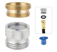 Hibbent Kit adattatore per tubo da giardino per lavello in ottone con rondella e chiave aeratore, adattatore per tubo da giardino multi-filettatura per maschio e femmina a maschio