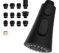 Hibbent Rubinetto con Doccetta Estraibile, Testa di Ricambio per Lavello di Cucina a 3 Funzioni di Spruzzo con 9 Adattatori Compatibile con Rubinetto G1/2, Doccetta Cucina, Nero Opaco