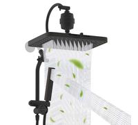 Hibbent Soffione doccia a pioggia filtrata a 5 spruzzi, soffione doccia ad alta pressione da 33 cm con 4 modalità di spruzzo in acciaio inossidabile, braccio deviatore a 4 vie in metallo, tubo e