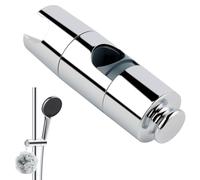 Hibbent Supporto universale regolabile per doccia con gancio, adatto per soffioni doccia da 19-23,5 mm e guide da 18-25 mm, staffa a morsetto scorrevole in ABS cromato