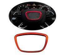 HIBEYO Adesivo per volante auto, adatto per Audi A3 A4L A4L A6L Q3 Q5 35TFSI Q7, in alluminio, logo sportivo, copertura del volante, emblema decorativo per interni, accessorio rosso