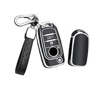 HIBEYO Chiave pieghevole per chiave auto, adatta per Fiat Toro Tipo Freedom Egea 500X Toro Grazie custodia protettiva per chiave Dodge Neon portachiavi portachiavi portachiavi telecomando argento nero