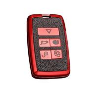 HIBEYO Custodia in silicone per chiave auto, adatta per Land Rover, custodia protettiva per Range Rover Sport Evoque Velar Freelander2 Discovery 5 per Jaguar XE XF XJ F-Pace, in pelle rossa