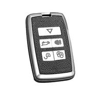 HIBEYO Custodia in silicone per chiave auto, adatta per Land Rover, custodia protettiva per Range Rover Sport Evoque Velar Freelander2 Discovery 5 per Jaguar XE XF XJ F-Pace, in pelle argento