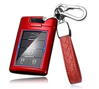 HIBEYO Custodia Intelligente per Chiave dell'auto, Adatta per Cadillac, in plastica, per Cadillac CTS ATSL BLS SLS XLS Escalade per Chevrolet C6 C7 Corvette Portachiavi Rosso