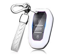 HIBEYO Custodia Intelligente per Chiave dell'auto, Adatta per Peugeot 301 307 2008 5008, in plastica, per Citroen C4L C3-C5 XR Opel Grandland X Crossland X, Colore Bianco
