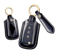 HIBEYO Custodia per chiave adatta per Bentley Continental GT Mulsanne Flying Trur Bentayga, custodia protettiva adatta per chiavi VW Phaeton con portachiavi, accessori 3 tasti blu