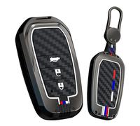 HIBEYO Custodia per chiave auto, adatta per Toyota CHR RAV4 Corolla Crown Cross Yaris XP21 GR Hybrid Avensis Highlander 2020-2025, accessorio per chiavi, portachiavi, telecomando a 3 tasti, nero