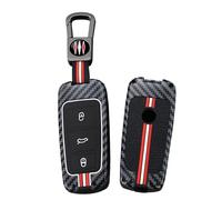HIBEYO Custodia per chiave auto, adatta per VW Volkswagen CC Passat B6 B7 3C CC GTI Variant Magotan B5 Cady Golf Polo Sharan, cover rigida per chiavi, telecomando A rosso bianco