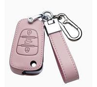 HIBEYO Custodia per Chiave Auto Intelligente Adatta per KIA Rio Picanto Ceed Cerato, in Pelle Bovina, Adatta per Hyundai ix20 I20 I30 IX35 Verna, Portachiavi, Colore: Rosa