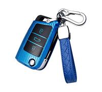 HIBEYO Custodia Smart per Chiave Auto per VW Golf 7 MK4 MK6 Polo Jetta Skoda Karoq Superb Seat Ibiza Leon Guscio Guscio Guscio Guscio Guscio Guscio Portachiavi TPU Blu