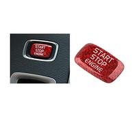 HIBEYO Pulsante di avviamento per auto, adatto per VOLVO V40 V60 S60L S60 XC60 S80L,copertura per pulsante di avviamento motore Carbon One Button riparazione interruttore protezione tappo rosso