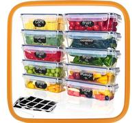 Hibisaws Contenitori Salvafreschezza 100% Ermetici con Coperchio, 10 Pezzi da 1L, Senza BPA - Ideali per Congelatore, Frigo, Microonde e Pranzo al Sacco