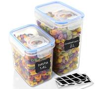 Hibisaws Set di 2 contenitori con coperchio, ermetici, per cucina, in plastica senza BPA, con coperchio, 2 contenitori per alimenti