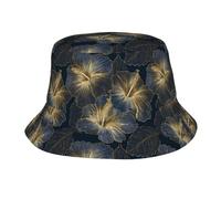 Hibiscus Blue Flower Leaves Donna Uomo Cappelli A Secchiello Leggero Cappello da Pescatore Pieghevole Bucket Hat per Escursionismo Trekking All'Aperto Caccia