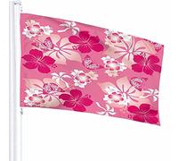 Hibiscus Flag Decor 3x5 Ft Hawaii Tropical Pink Flower Blossom Spring Elegance Poliestere Motivo stampato Decorazioni per esterni per case e giardini