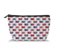 Hibiscus Flowersby, trousse per trucchi da donna, con fiori di ibisco, acquerello, grande capacità, trousse da viaggio per articoli da toeletta e accessori, colore rosso e verde, Blu Rosso_28, Taglia