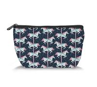 Hibiscus Flowersby, trousse per trucchi da donna, con fiori di ibisco, acquerello, grande capacità, trousse da viaggio per articoli da toeletta e accessori, colore rosso e verde, Blu_6., Taglia unica,