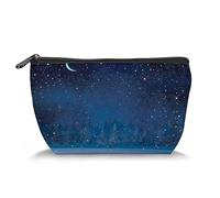 Hibiscus Flowersby, trousse per trucchi da donna, con fiori di ibisco, acquerello, grande capacità, trousse da viaggio per articoli da toeletta e accessori, colore rosso e verde, Blu notte_29, Taglia