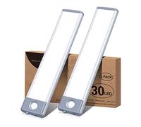 HIBOITEC 2 Pezzi Luce Armadio LED, Bianco Freddo Led per Armadio con Sensore, Magnetico Luce Lampada Led Sottopensile Cucina Ricaricabile per Cucina Scale